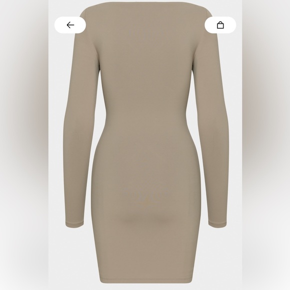 Aritzia Contour Collide Dress – Sculpt Knit Bodycon Mini Beige – Size Small - Picture 4 of 8